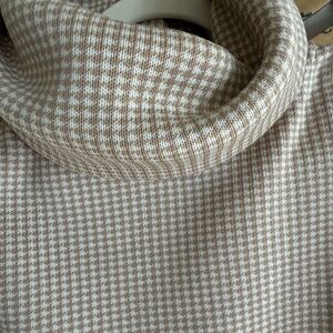 J. Crew Beige and White Knit Turtleneck